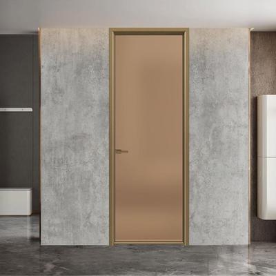 45*16极窄复古平开门月光灰格条饰花卫生间厕所浴室铝合金玻璃门