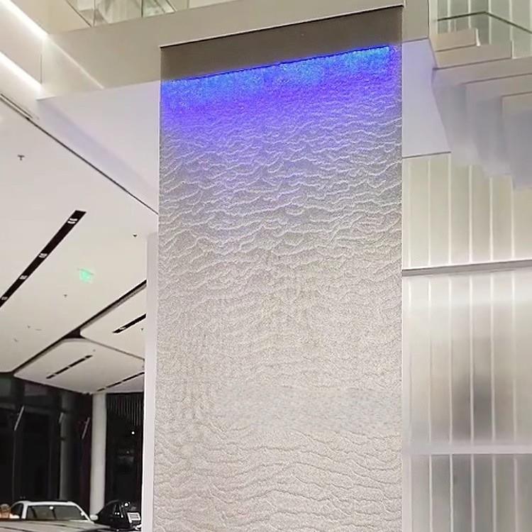 钢网水帘钢丝网流水墙玻璃水幕墙影壁墙流水水景观金属网水帘喷泉