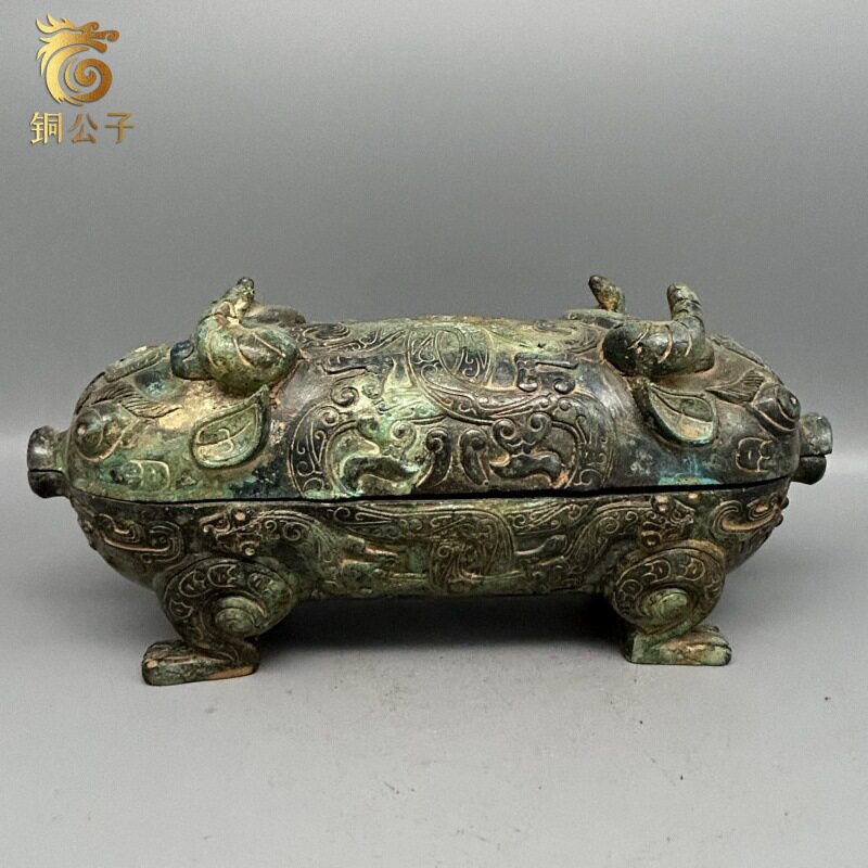 猪形盒仿古青铜器工艺品湖北楚文化风格艺术品古风摄影影视道具