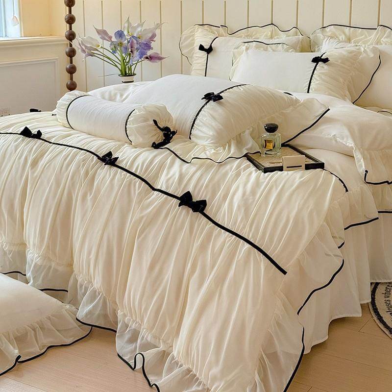 法式高定纱幔花边四件套复古被套蝴蝶结床裙卧室床上三件套公主风,床上用品,床品套件/四件套/多件套,淘宝优惠券,粉丝福利购,淘宝优惠卷