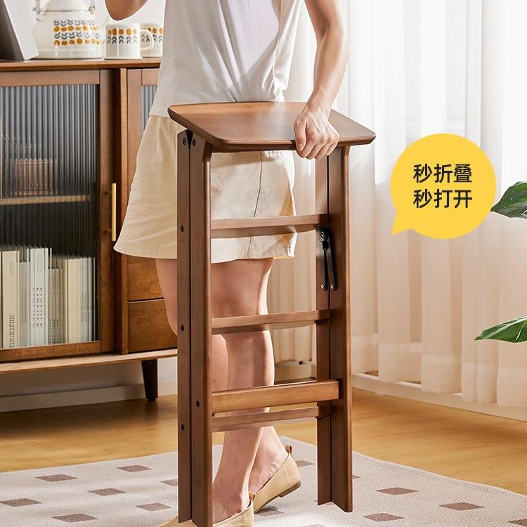 家用可折叠小凳子多功能便携成人加厚登高梯凳厨房楠竹高脚凳Tω