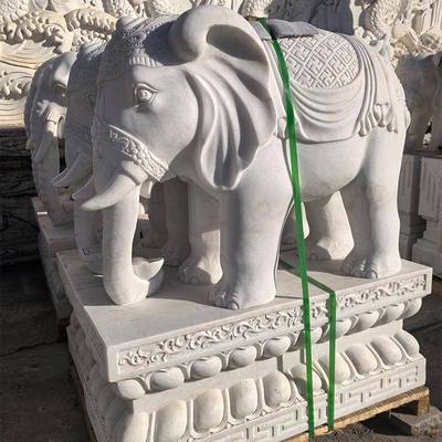 石材石雕大象一对家用汉白玉酒店门口别墅庭院摆件石象大理石大象