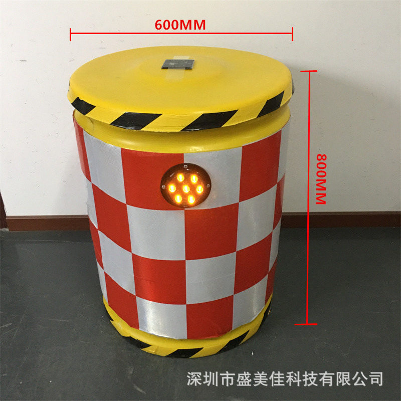 太阳能防撞桶玻璃钢防撞桶反光防撞桶太阳能LED防撞桶