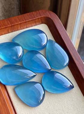 天然海蓝宝水滴裸石级别高魔鬼蓝晶体透净表皮滑尺寸39*25-31*25m