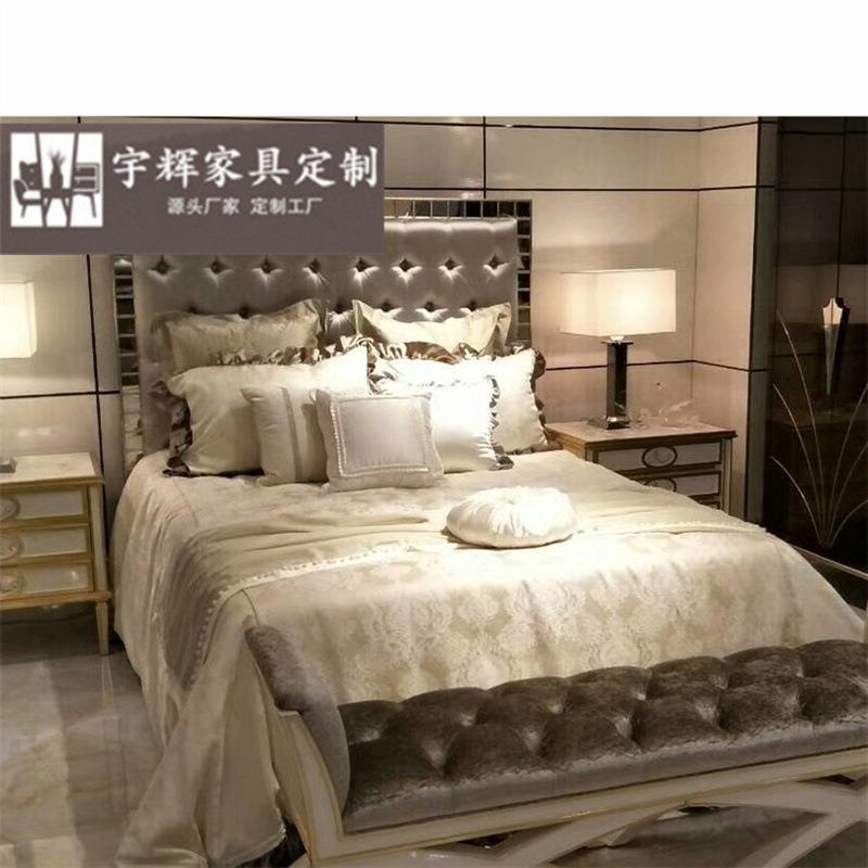 粤具惠后现代轻奢卧室家具实木布艺1.8米主卧双人床