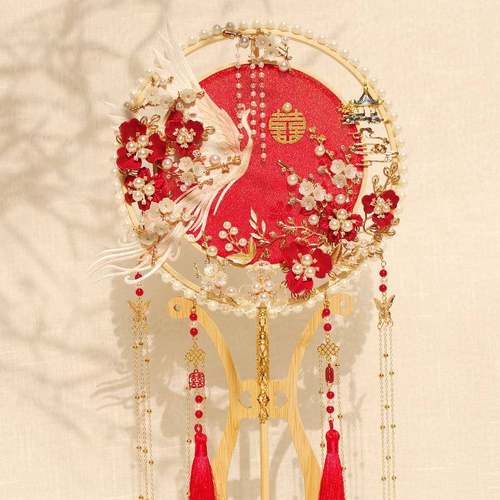 古风新娘团扇中式结婚喜扇婚礼出嫁秀禾服手捧花材料包成品扇