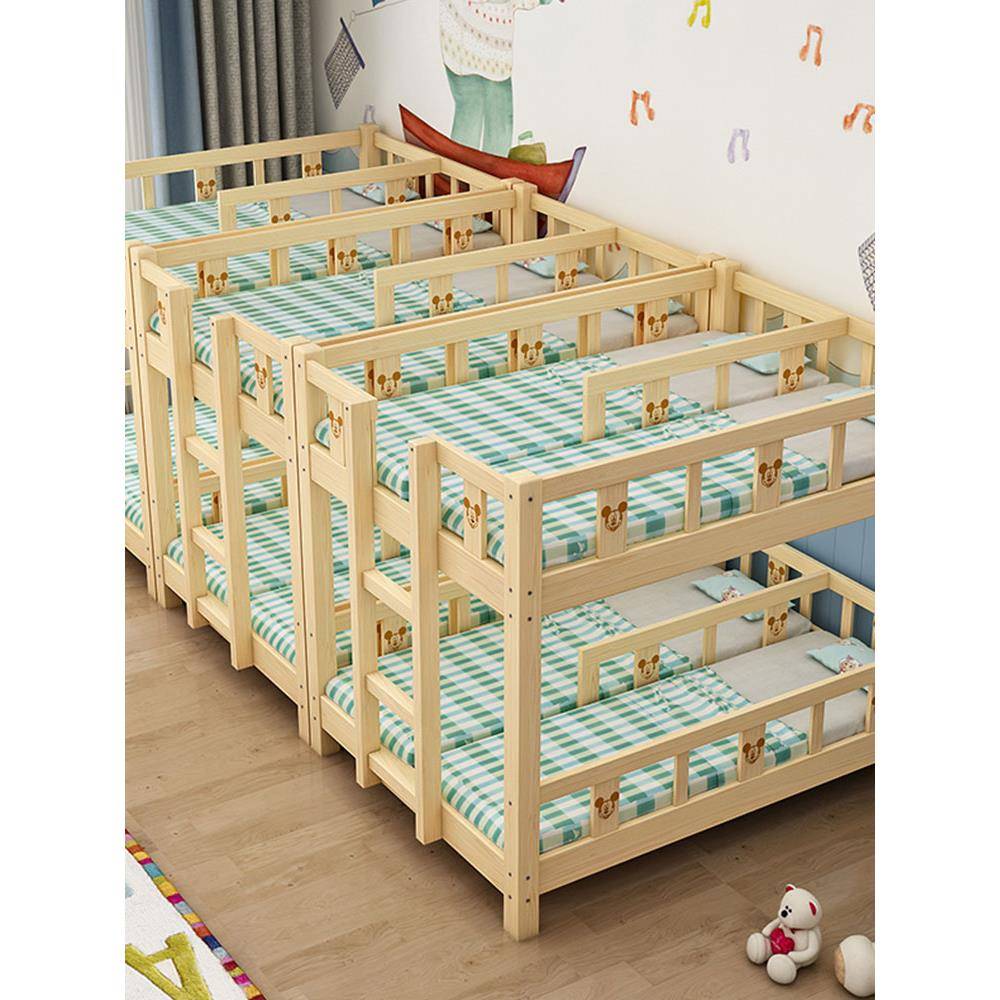 幼儿园实木床双层上下铺四人高低床儿童午休睡床小学生松木午托床