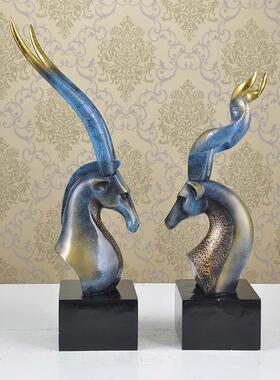 树脂工艺品情侣羚羊摆件欧式家居装饰品电视柜酒柜摆饰