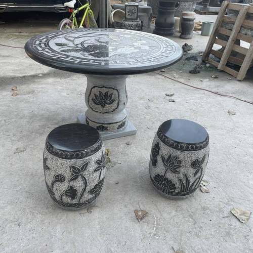 石桌石凳庭院一套别墅摆件自建房石桌子石雕大理石花岗岩天然石