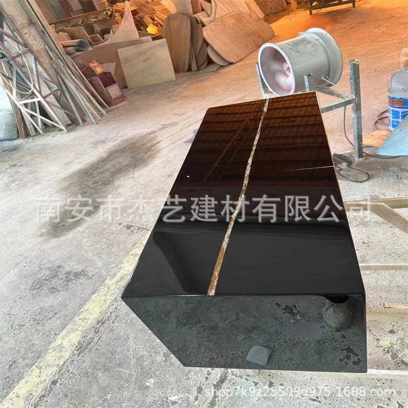 黑色天然大理石劳伦黑金奢石餐桌金色石材洗手台面板窗台石电视柜
