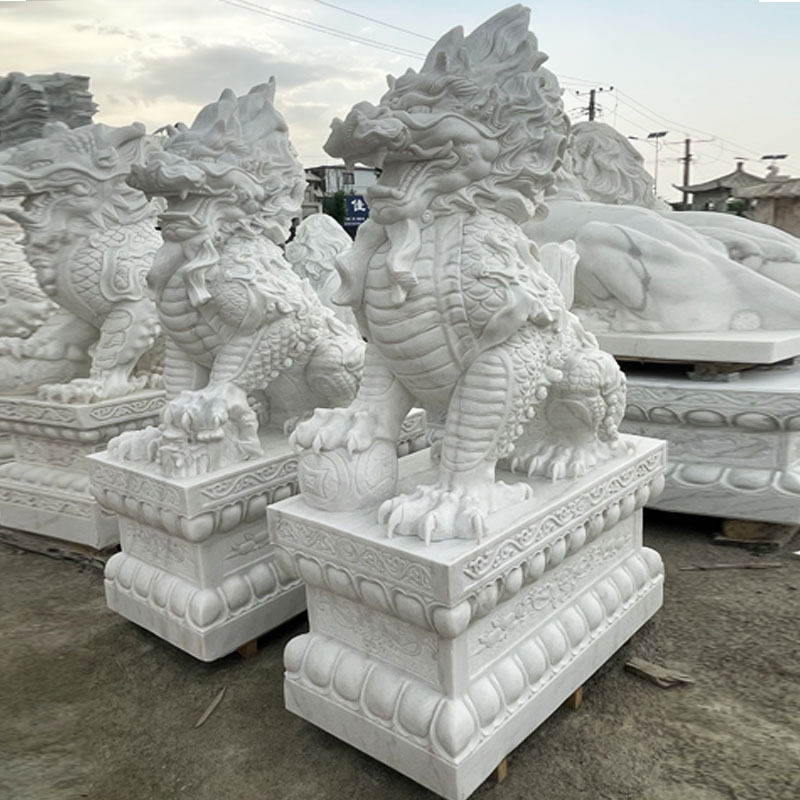 石雕麒麟汉白玉麒麟花岗岩大理石貔貅一对公司酒店商场门口摆件