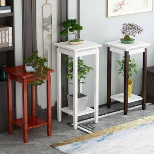 白色花架层架室内摆件花台客厅置物架落地式竹木阳台绿萝花盆架子