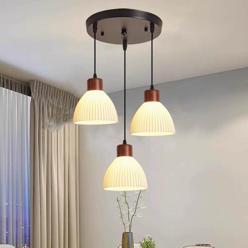 新款创餐厅餐桌圆盘吊灯三头980中古风桃木色灯网红胡饭厅意吧台,家装灯饰光源,智能吊灯,淘宝优惠券,粉丝福利购,淘宝优惠卷