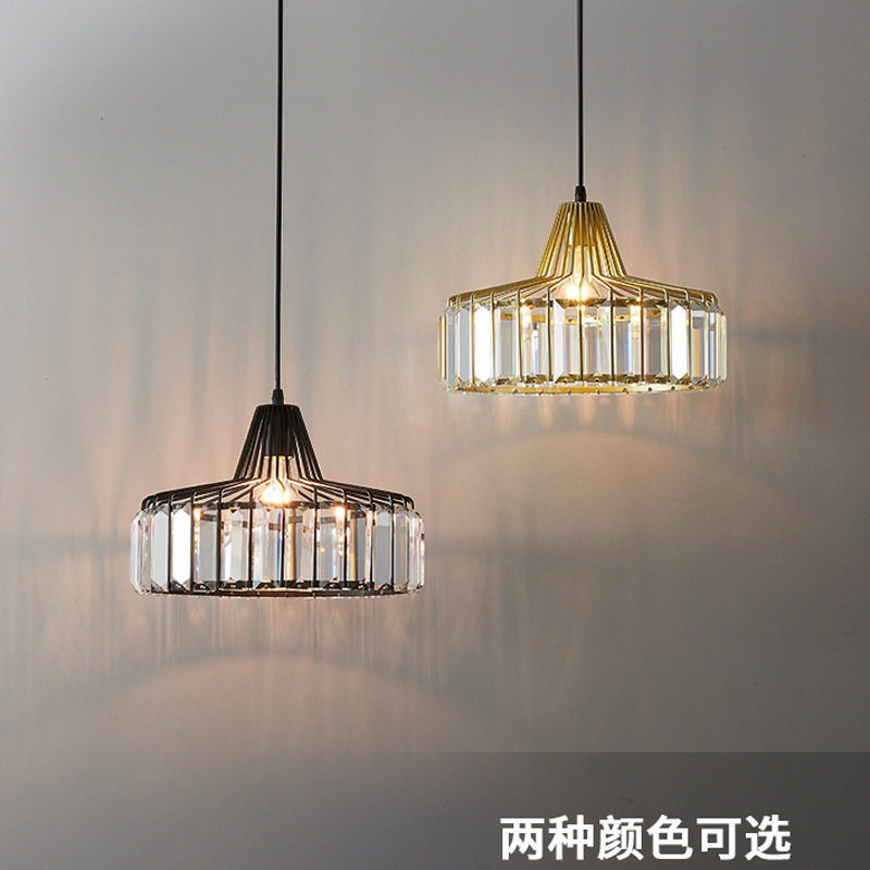 现代简约轻奢水晶铁艺餐厅吊灯