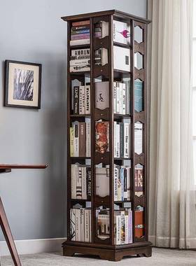 书架实木旋古转书物架收多层复落地组合书柜家用储家具90400纳架