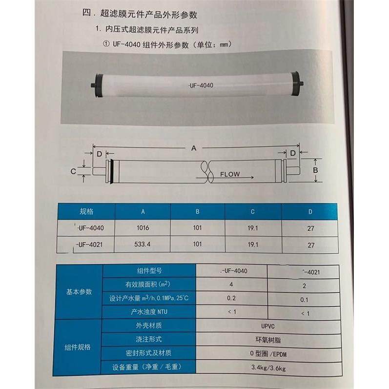 工业用超滤U膜HM940-400中FWF-UF-P空纤维超滤膜备4寸F8寸纯水设