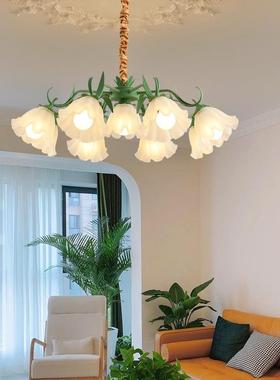 法式客厅灯室创意网红铃兰花朵复52056古乡村田吊风美式卧轻园奢