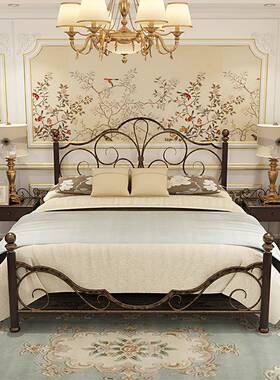 美式艺床双人欧式复古公床铁YDH单人床1.8米1.5米加厚床加固轻主