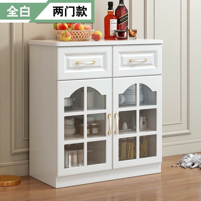 实木餐边柜简约现代经济型长柜子客厅边柜储物柜整体玻璃门碗柜