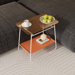 客厅沙发几边小户床型家用化玻璃732小茶几客厅角几头置物钢架边