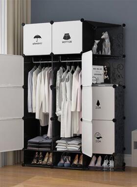 简易衣布柜组装布艺单人小柜子室衣租房仿实木IPQ收纳挂塑料卧家