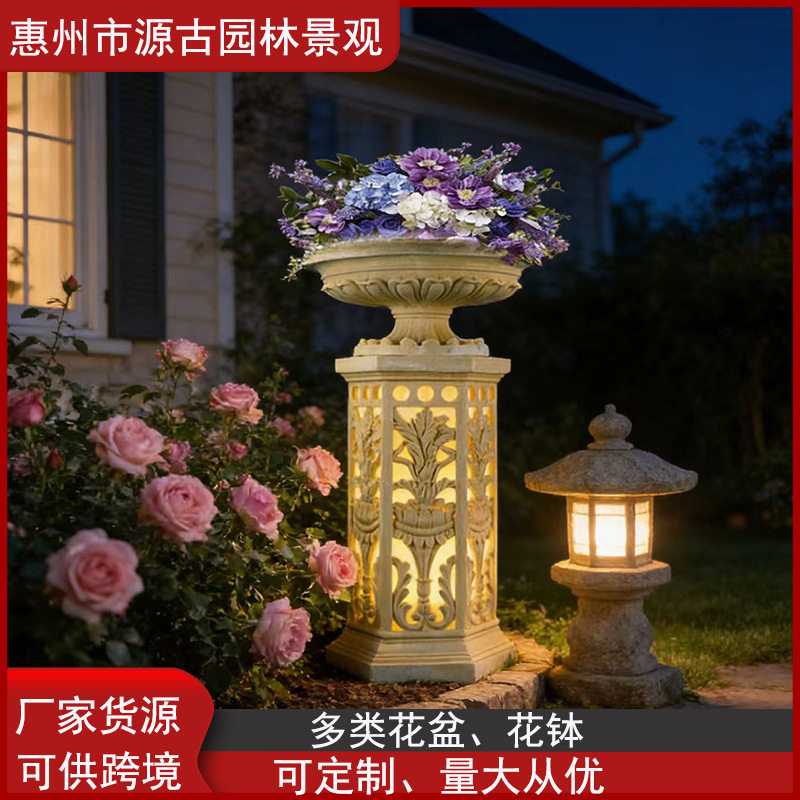 欧式庭院别墅大直径雕花花盆