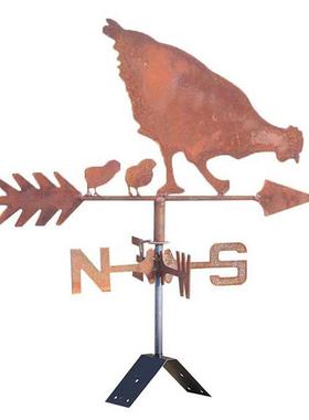 艺母鸡风向铁标做旧园艺摆件花金园装TPQ饰用品园艺属工艺品