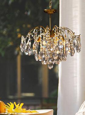 式客厅漫琥珀水晶灯美浪式轻奢复古法卧室餐厅帽间全84860铜护眼