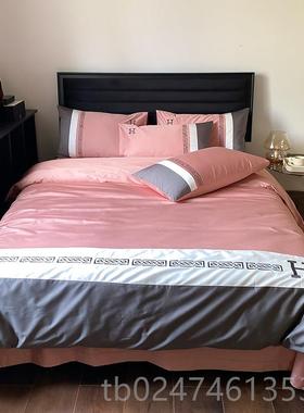 正品专柜高端棉套12S纯四件贡缎澳0棉刺绣被套全棉样板房橙色床上