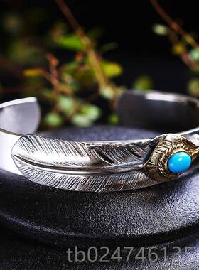 正品天使之愿S925口银饰品手鐲男潮人个性男高桥吾郎风格毛开羽手