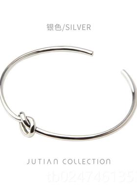 新款JUTIAN众小设计925纯银细手镯女简约结开口打细手环学生闺S蜜