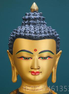 正品阿弥陀佛佛像泊黄铜尼工古色鎏金鎏尔银密宗佛台供手奉摆件三