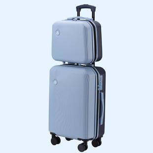 正品子母行李箱女结2登025新款2寸大容量旅行拉杆密码机皮箱子实4