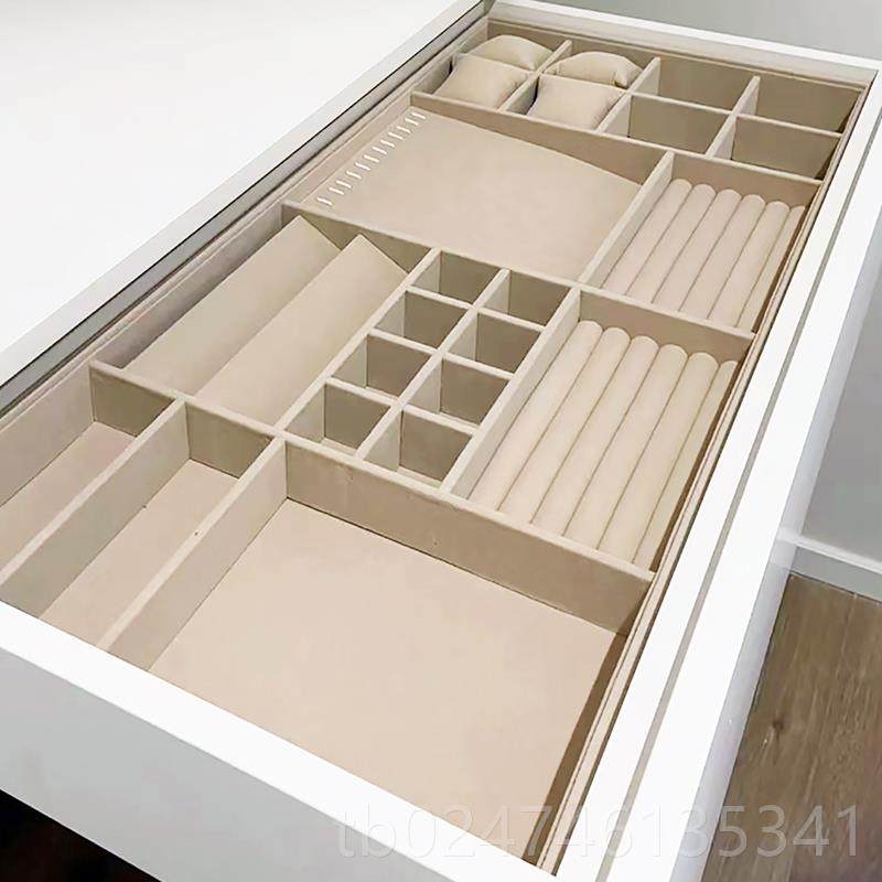 正品衣帽定制绒布抽屉内饰品收纳盒间项戒指耳针盒分隔炼盒托盘首