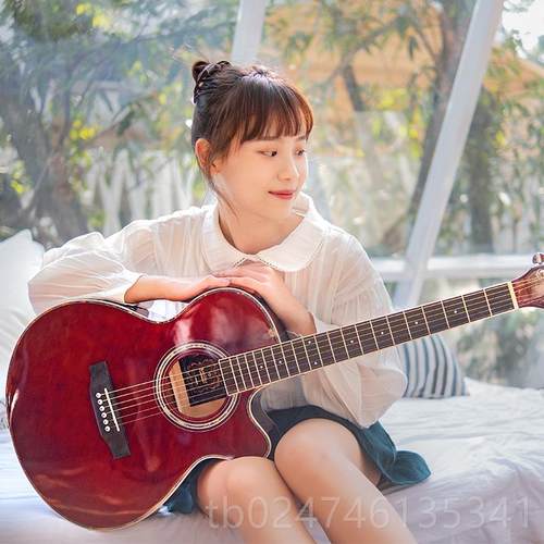 正品4041寸亮光吉男他云单板入门练习吉民谣他初学杉者女生木吉他