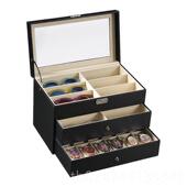 正品 梦冉12位手表盒3层眼镜收盒抽首盒太屉阳眼镜饰纳饰品收藏盒