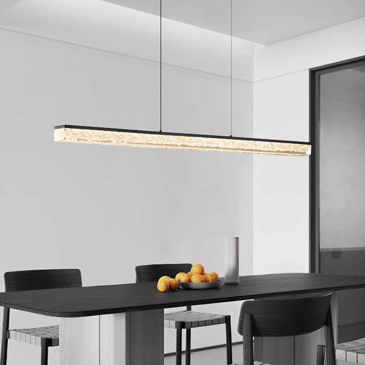 意式极简餐厅吊灯现代简约吧台创意全铜餐桌设计师高端一字长条灯