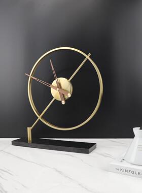 现代简约亚克力金属时钟台钟桌面摆件书房客厅卧室样板房家居饰品