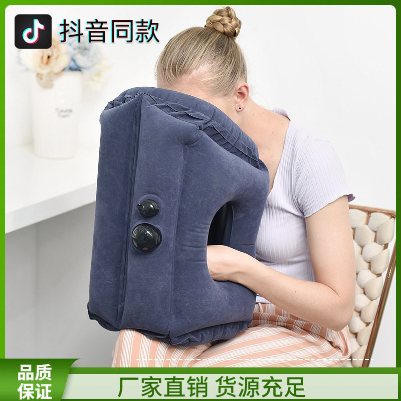 ?枕枕绒飞机学生腰枕睡长途旅行抱垫枕头午休植出国充气趴便携