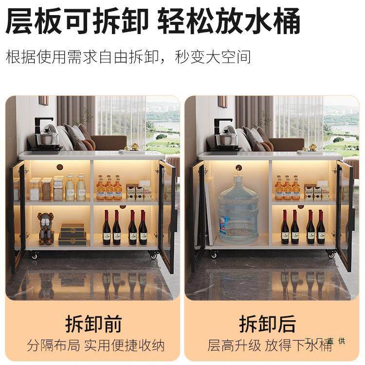 沙发边几实木小桌子可移动茶几家用轻奢岩板储物柜沙发边柜茶水柜