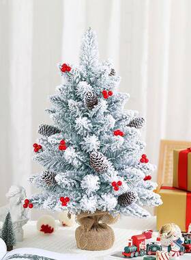 迷你小圣诞树45cm60cm家用套装豪华植绒雪花网红粉色小型圣诞树