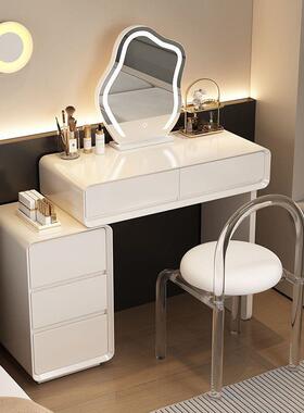 fLE烤漆梳妆台小户型奶油风储物柜化妆台现代简约卧室实木化妆桌