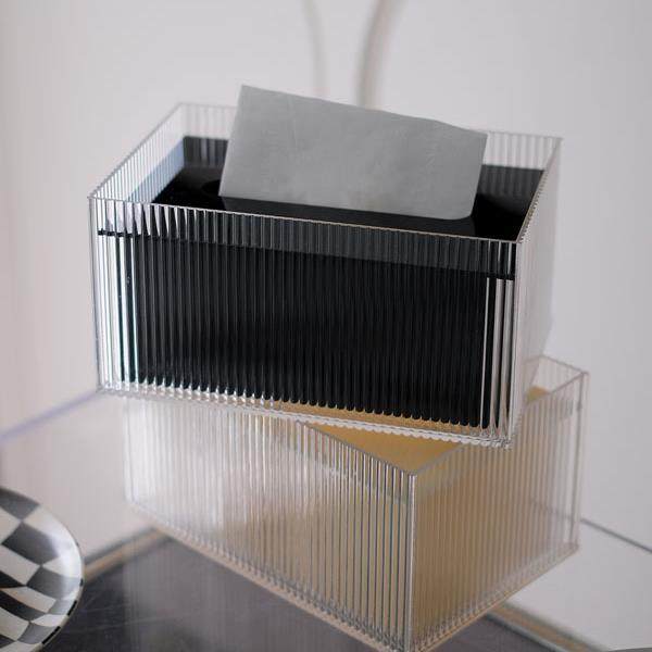 轻奢中古风波纹亚克力纸巾盒餐巾纸收纳抽纸盒茶几餐桌家居客