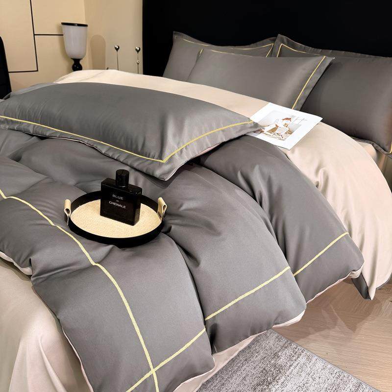 夏季轻奢80支冰丝四件套水洗真丝被套天丝床单三件套床上用品