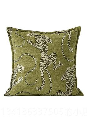 正品轻奢复黑绿色系组合抱枕中新枕中古式刺绣竹纹抱民宿古靠垫腰