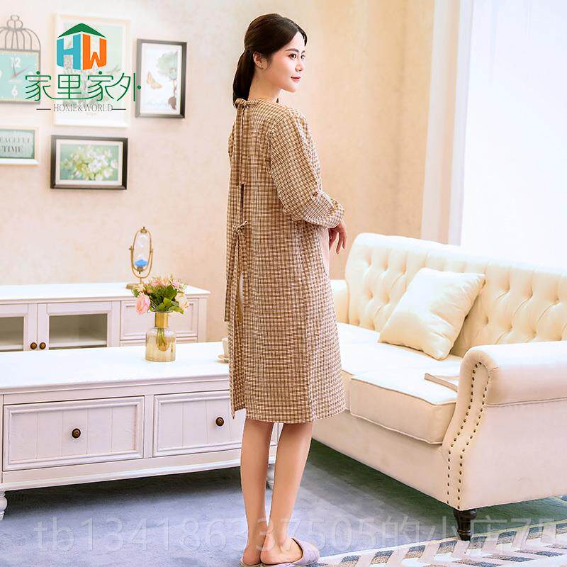 正品围裙韩版人时尚家用厨房防防油作罩衣女成长袖可水爱围腰工服