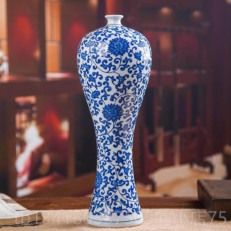 正品景镇瓶陶瓷器花瓶梅瓶青花瓷 德仿古瓷器美人家居客装饰厅品