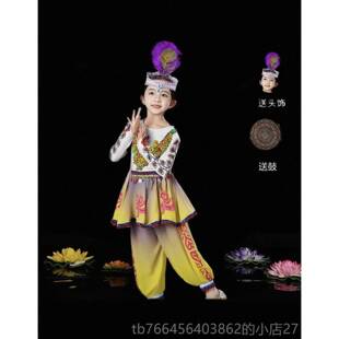 新款叫我小演童娜扎儿新疆舞演出服鼓手舞维吾尔族舞蹈铃铛少女出