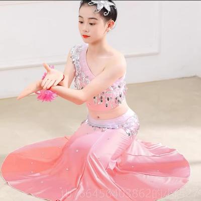 新款新款儿演童演傣族舞蹈服装服女童表练习出傣乡的雨竹林月亮鱼