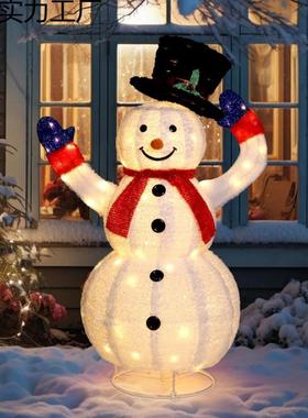 圣EQG诞雪人串中式可折L叠E灯D发灯饰圣诞节户外装饰雪人玩偶商场